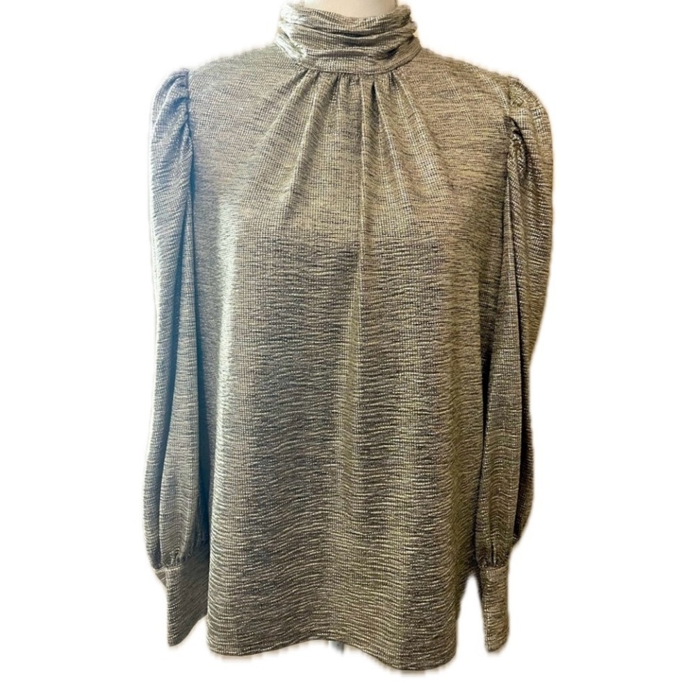 Anthropologie x Sunday in Brooklyn Gold Mock Neck Long Sleeve Metallic Top